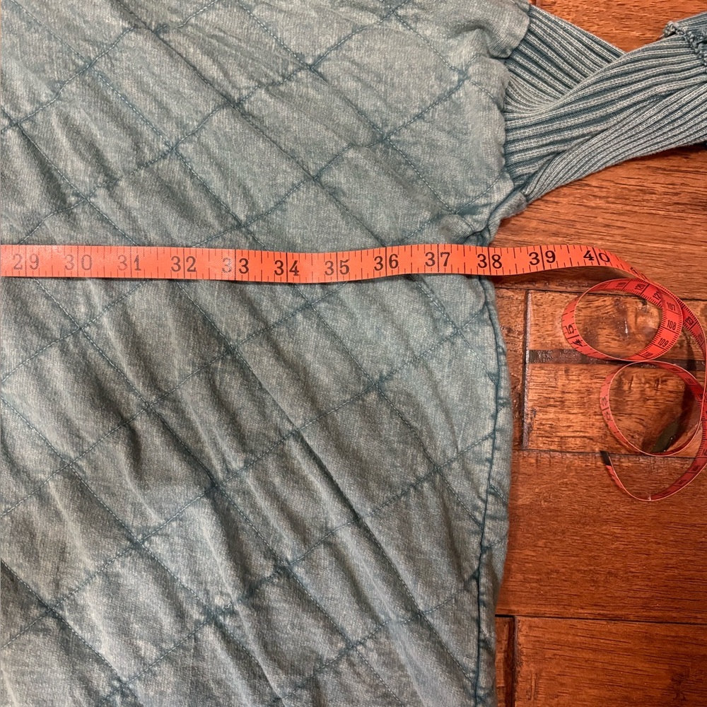 Free people Shiloh quilted sweatshirt oversized teal green size large - Picture 7 of 7